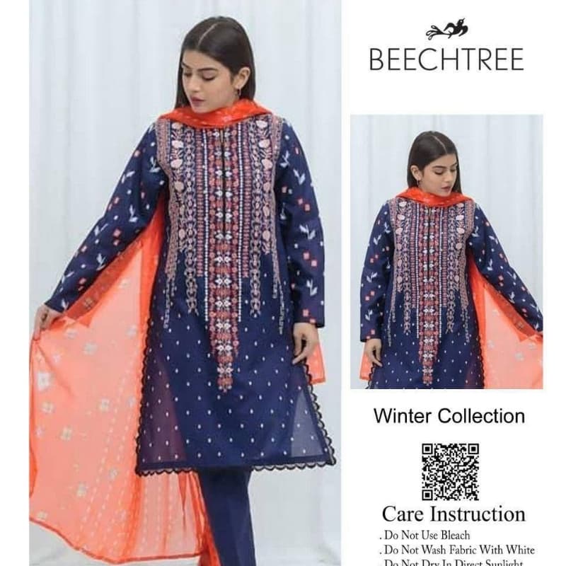 3pcs Embroidered Unstitched Suits