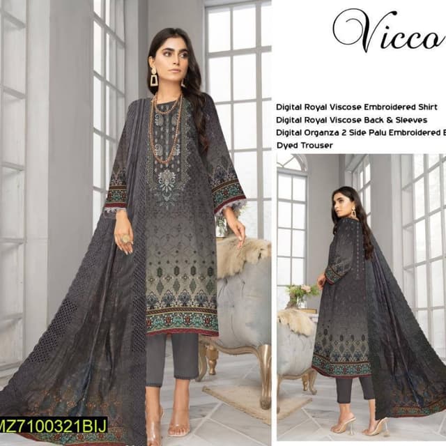 3pcs Unstitched women's Suits