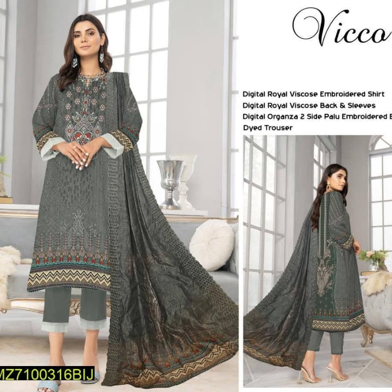 3pcs Unstitched women's Suits