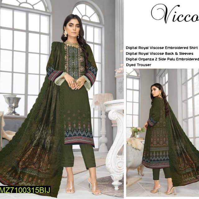 3pcs Unstitched women's Suits