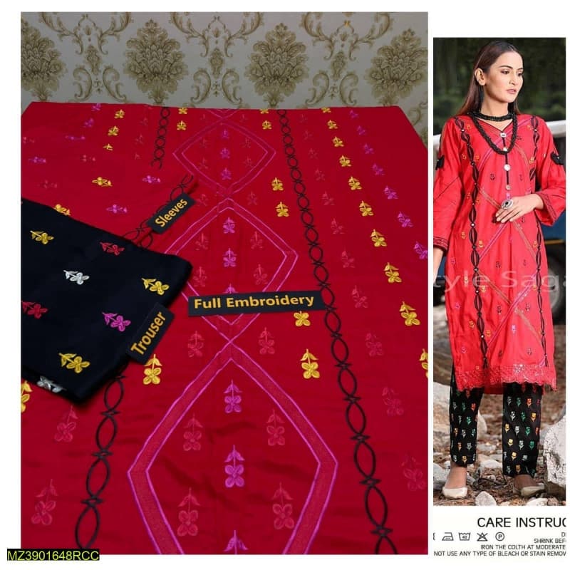 2pcs Linen Embroidered Suits