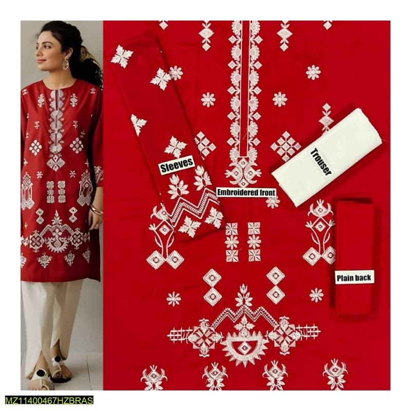 2pcs Embroidered Linen Suits