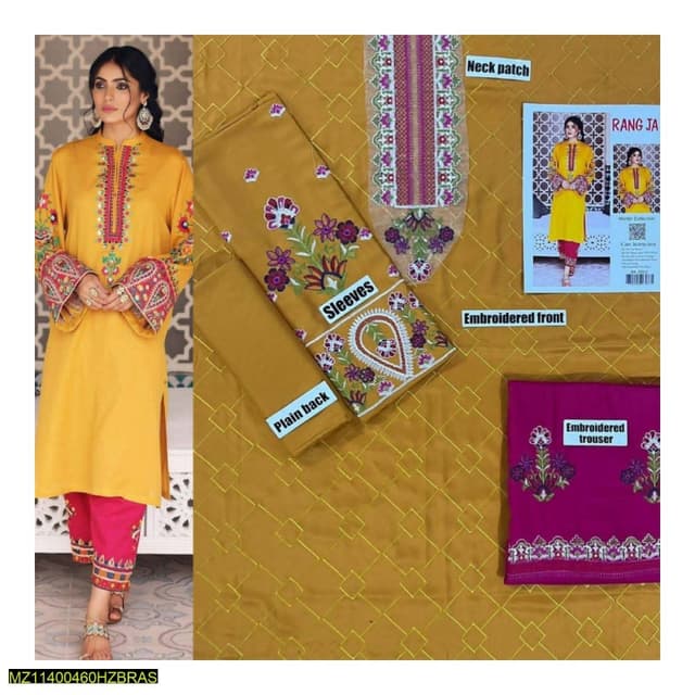2pcs Linen Embroidered winter collection